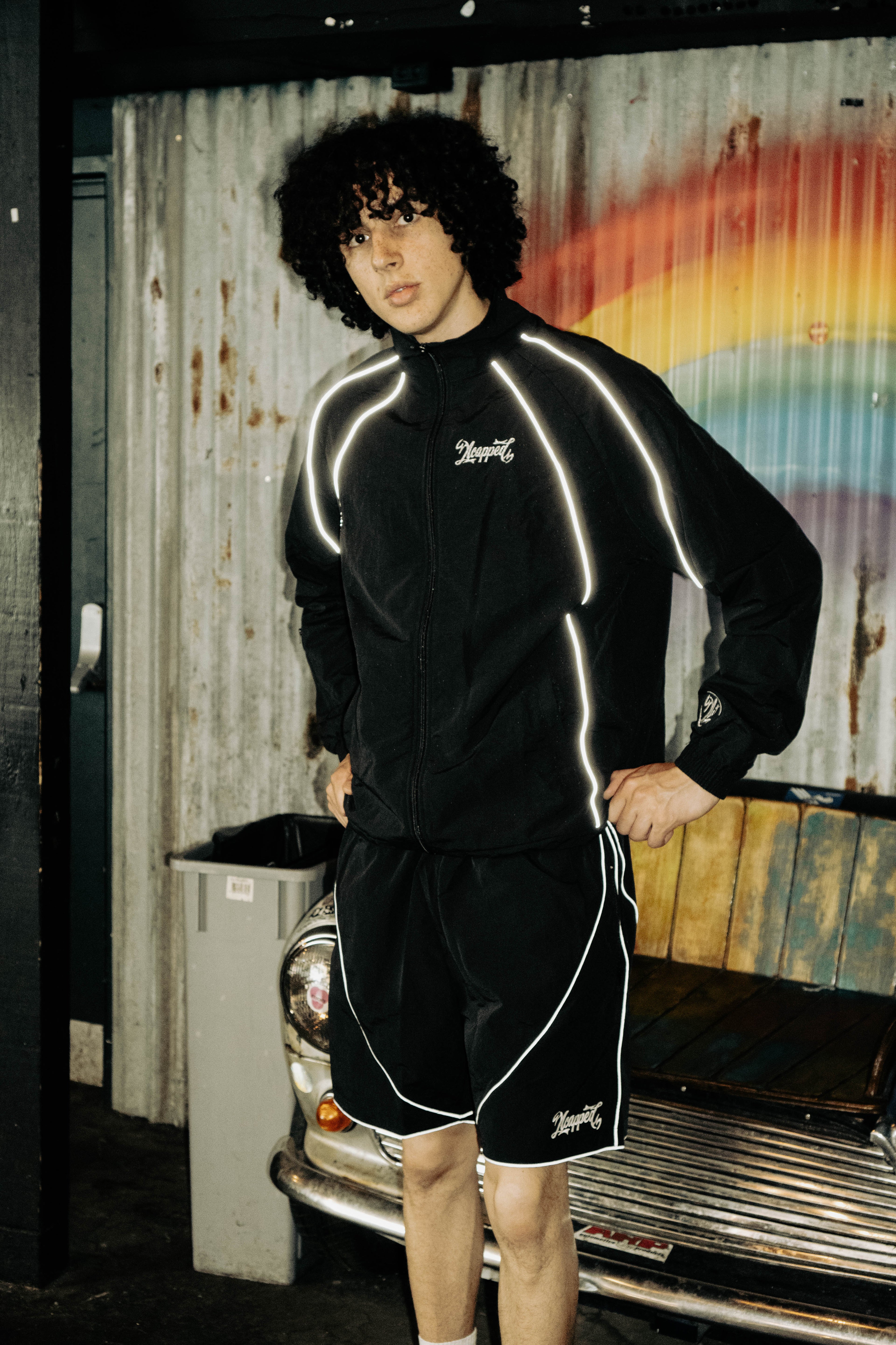 8-BALL BLACK REFLECTIVE SHELLSUIT (SHORTS)